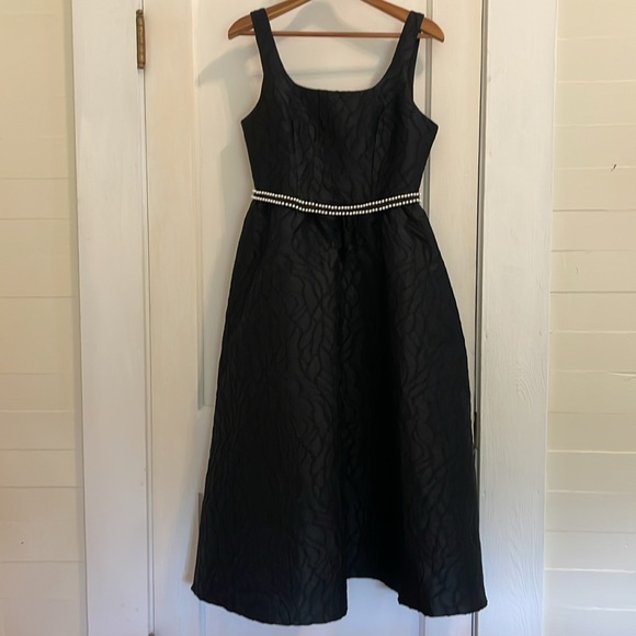 New Abbey Glass Victoria Black Textured Satin Jacquard Dress size Small - Picture 5 of 16